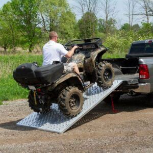 atv ramp to easily load atv's, lawnmowers and snowblowers into the back of a pickup.